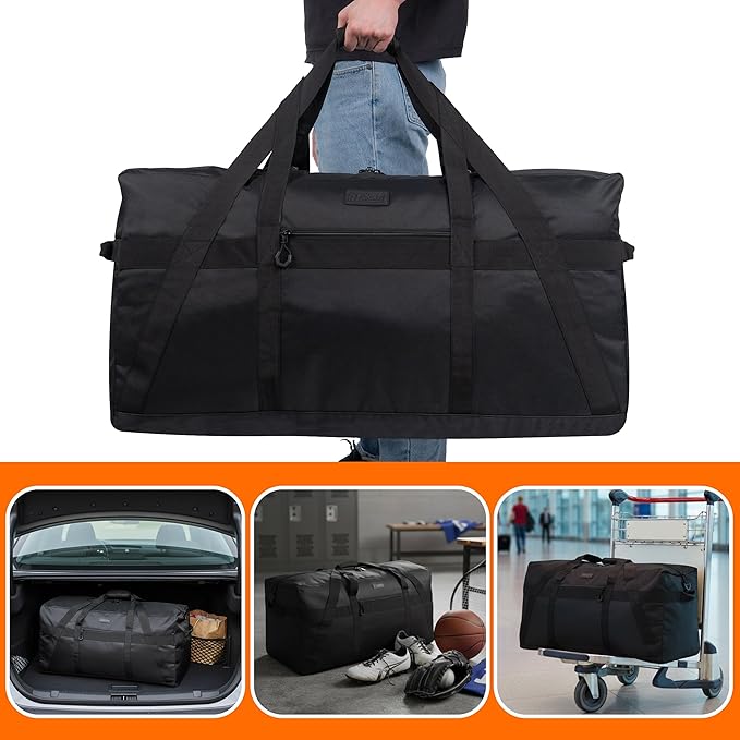 Fitdom 130L 35" Heavy Duty Extra Large Duffle with Upgrade Zipper, Durable & Water Resistant. Perfect as Camping Bag Travel Storage Tent Storage Sports Equipment Bag For Coaches & More