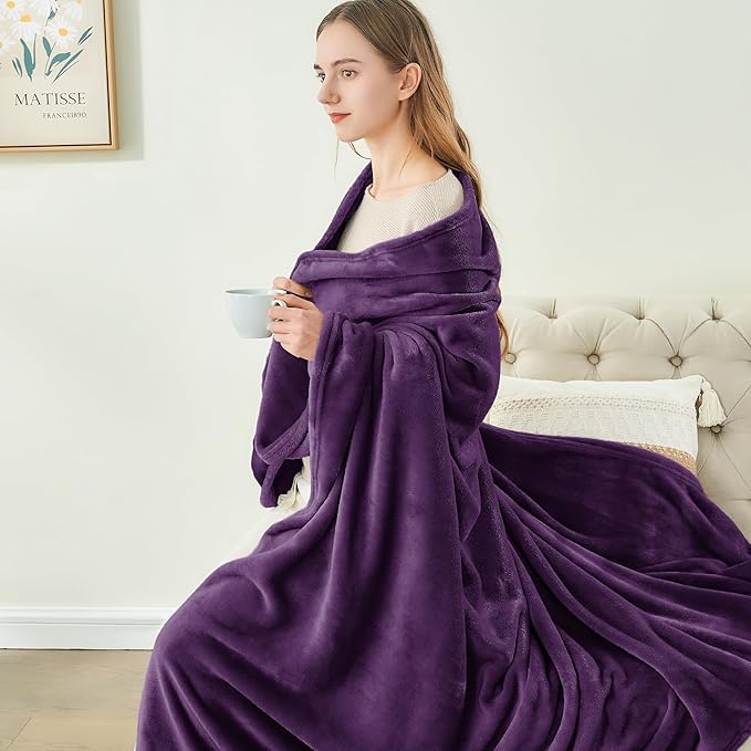 BEDELITE Fleece Blanket Purple Full Blankets for Couch & Bed, Luxury Plush Cozy Fuzzy Blanket 84" x 90", Super Soft Warm Lightweight Throw Blanket for Travel Camping