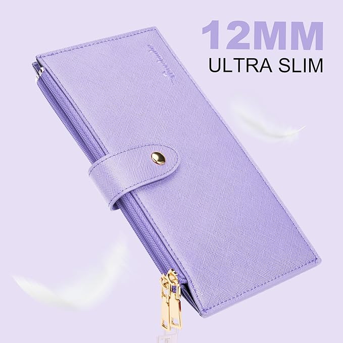 Travelambo RFID Wallet Women Large Size Bifold Multi Card Wallet Case with Zipper Pocke Credit Card Holder for Women