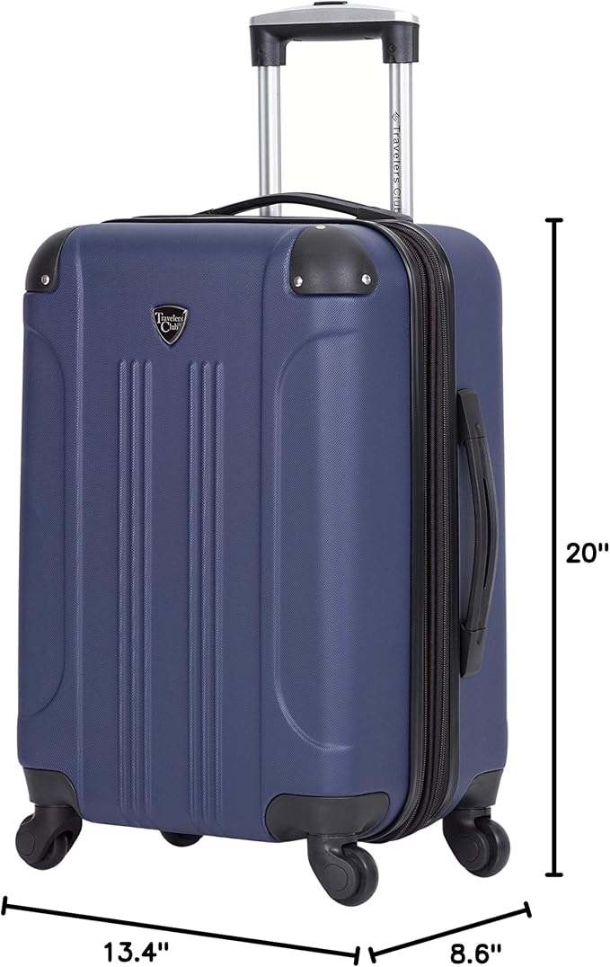 Travelers Club Chicago Hardside Expandable Spinner Luggage, Navy Blue, 22" Carry-On