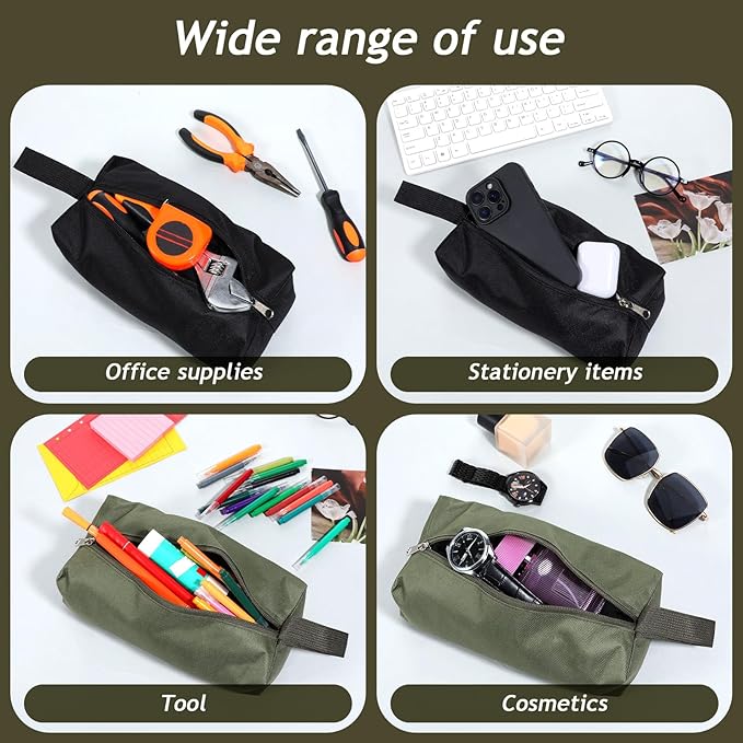 2 Pcs Canvas Tool Pouch with Zipper, Multipurpose Small Tool Pouch Screwdriver Tools Bag Suitable for Storing Scattered Electrician Tools Cosmetics Various Items