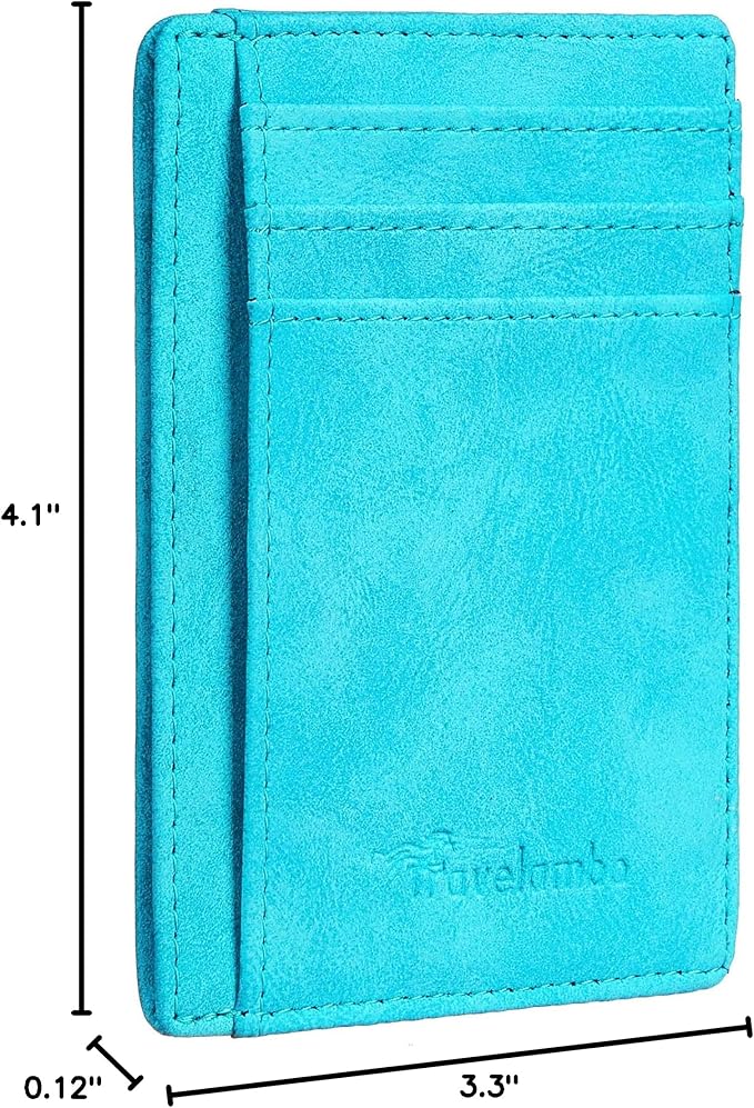 Travelambo Slim Wallet Front Pocket Minimalist Leather RFID Blocking Medium Size