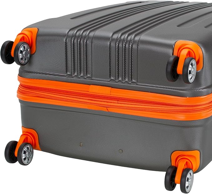 Rockland London Hardside Expandable Spinner Wheel Luggage, Charcoal, Checked-Large 28-Inch