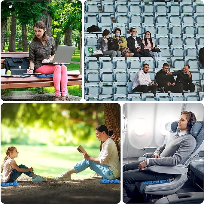 ONTYZZ Inflatable Seat Cushion Lightweight Airplane Seat Cushion Stadium Seat Travel Cushion for Climbing Hiking Office Airplane