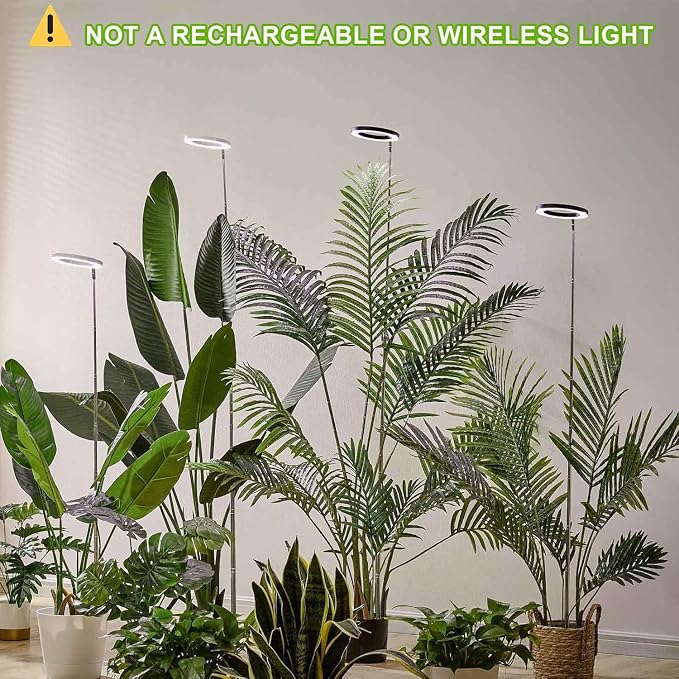 Plant Grow Light, LED Growing Light Full Spectrum for Indoor Plants, Paired with a Soil Tester,Height Adjustable, Automatic Timer, 5V Low Safe Voltage,Idea for Large Plant Light
