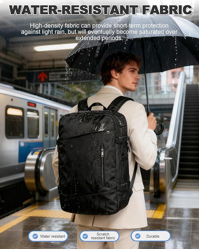 VGCUB Vacuum Backpack Travel with Suit Bag and Air Pump Compression Vacpack Carry on Flight Approved Daypack Laptop Space Saver Garment Bags for Travel Storage with Vacuum System Women Men Black