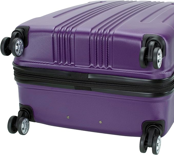Rockland London Hardside Expandable Spinner Wheel Luggage, Purple, Checked-Large 28-Inch