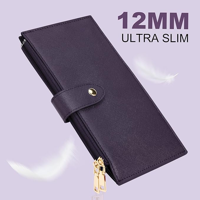 Travelambo RFID Wallet Women Large Size Bifold Multi Card Wallet Case with Zipper Pocke Credit Card Holder for Women