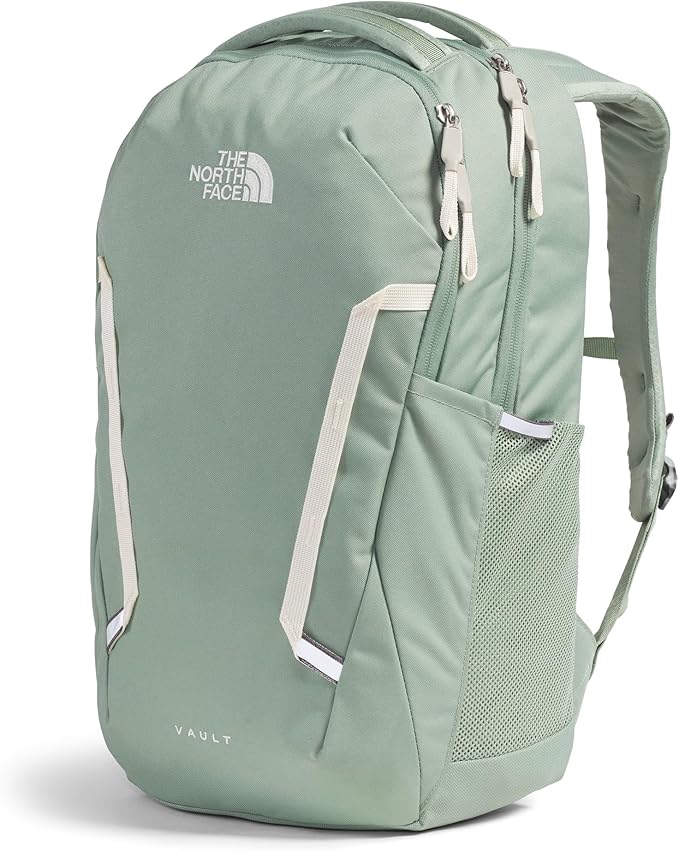 The North Face Women's Vault Everyday Laptop Backpack - Commuter Travel Bag, Water-Repellent, Spacious Main Compartment, Slate Moss/White Dune, One Size