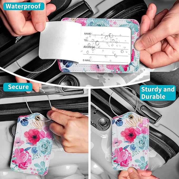 Fishent Luggage Tag, 3 Pack Travel Cruise Luggage Tags for Suitcases, Cute Suitcase Tags Identifiers Bag Tags with Privacy Flap, Baggage Name Tag for Women Men Luggage Backpack Handbag School Bag
