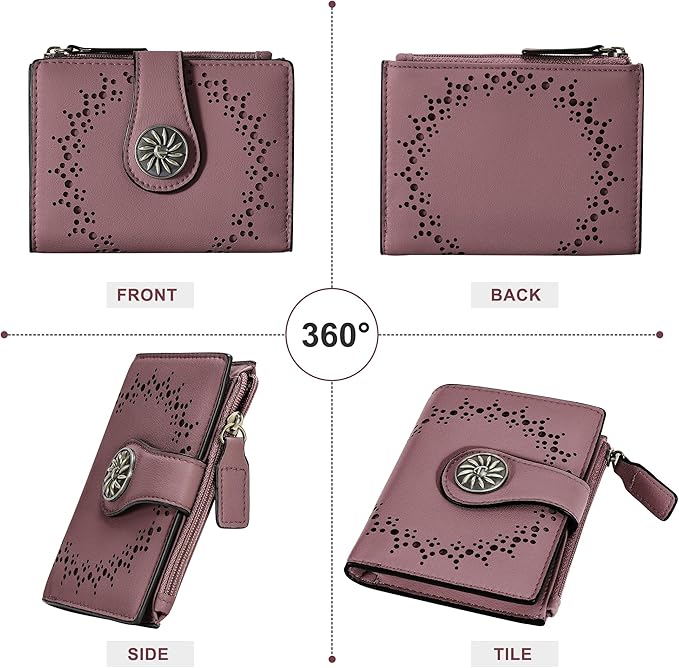 Tipmile Small Wallet for Women Bifold RFID Blocking Card Holder Leather Wallets with Zipper Coin Pocket