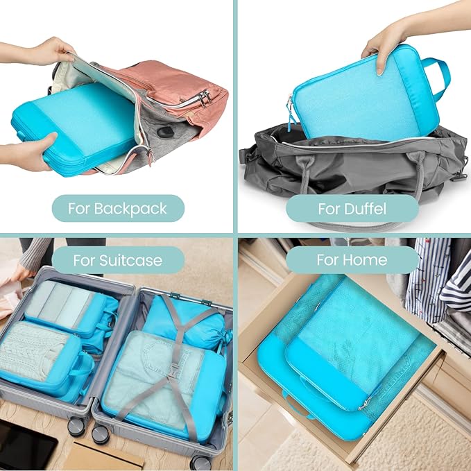 Cambond Compression Packing Cubes for Travel - Lightweight Expandable Travel Bags Luggage Organizers Travel Essentials Compression Cubes for Travel Space Saver for Carry on Suitcases Organizer