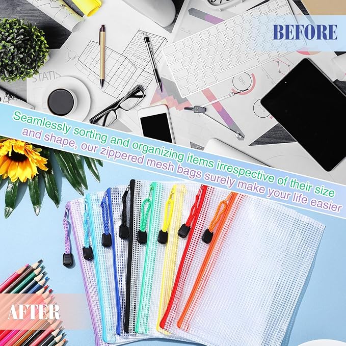 Jetec 32 Pcs Mesh Zipper Bags Toy Storage Bikini Organizer Bag Bolsas Para Guardar Trajes De Bano Waterproof Zipper Reusable Pouch Puzzle Multipurpose for Storage Office(Sweet Color,7.5 x 5 Inch)