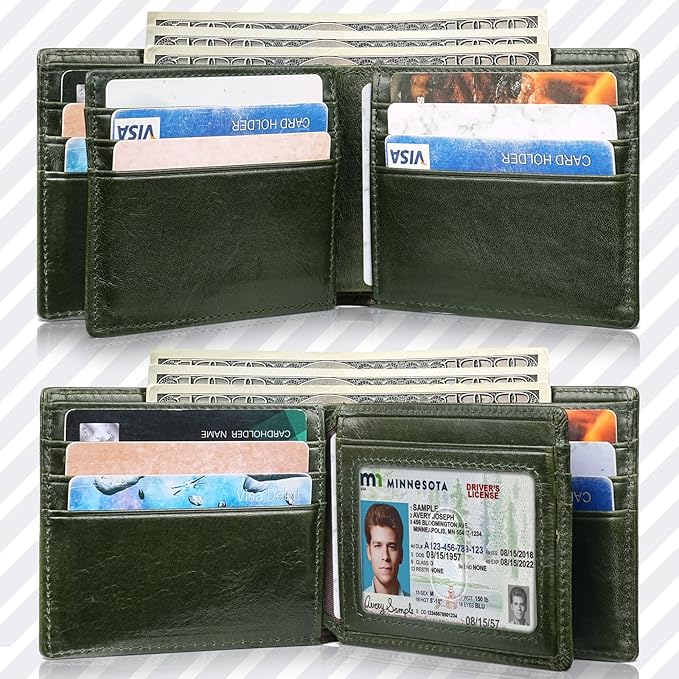 Artpaxy Mens Wallet Bifold Genuine Leather RFID Blocking Wallet for Men with 1 ID Windows 13 Card Holders 2 cash pockets 1 Gift Box