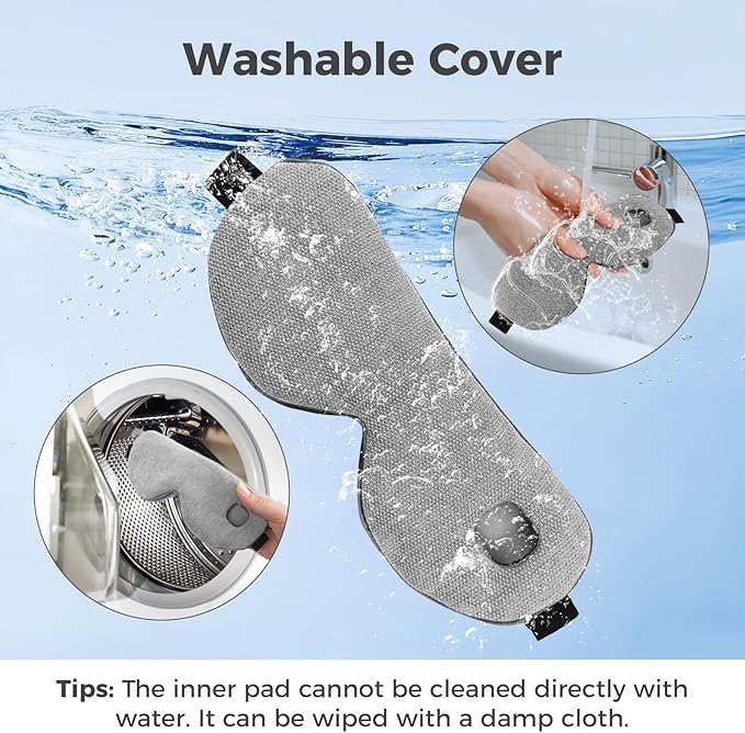Heated Eye Mask for Dry Eyes, Cordless Warm Eye Compress with 4 Heat Levels, 4-Level Timing, 1000mAh Rechargeable, Blepharitis, Styes, Washable Cover, Travel, Gifts for Family(Grey)
