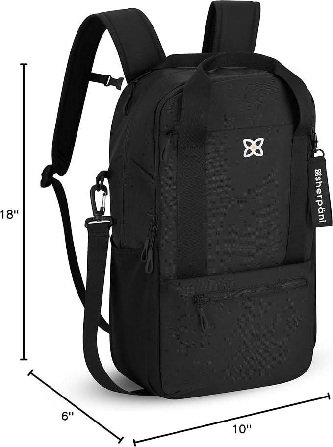 Sherpani Camden, Convertible Backpack, 3 in 1 Tote Bag, 18L Travel Backpack, Crossbody Bag for Women, Cross Body Purse, Travel Gifts, RFID Protection, Fits 13” Laptop (Raven Classic)