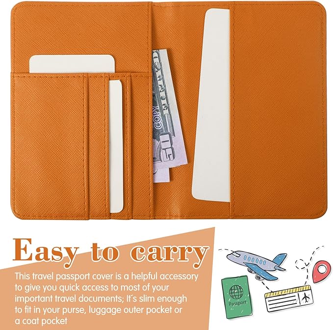 2 Pcs Passport Cover Holder for Travel Waterproof Leather Passport Wallet Case Book Travel Cruise Essentials for Women Men | 2 Pieces, Bridal, Holder, Waterproof, Holder Covers, Travel Wallet