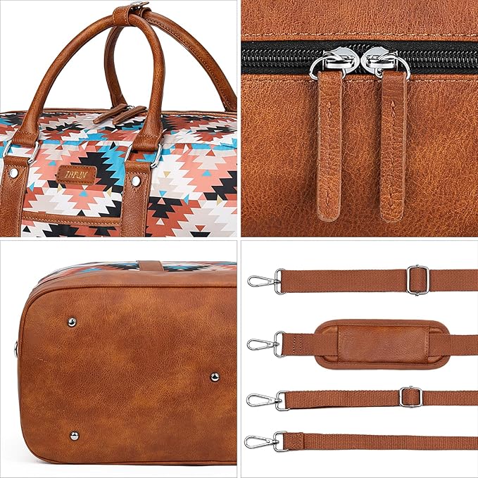 Weekender Bag for Women, Large Overnight Bag Canvas Travel Duffel Bag Carry On Tote with Shoe Compartment 21" 3Pcs Set