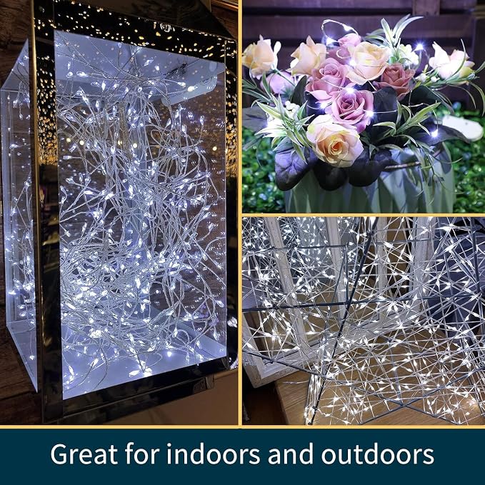 6 Pack Fairy Lights Battery Operated String Lights 6.6ft 20 Led Mason Jar Lights Waterproof Silver Wire Light Fireflies DIY Party Wedding Christmas Decoration(6 Pack,White)
