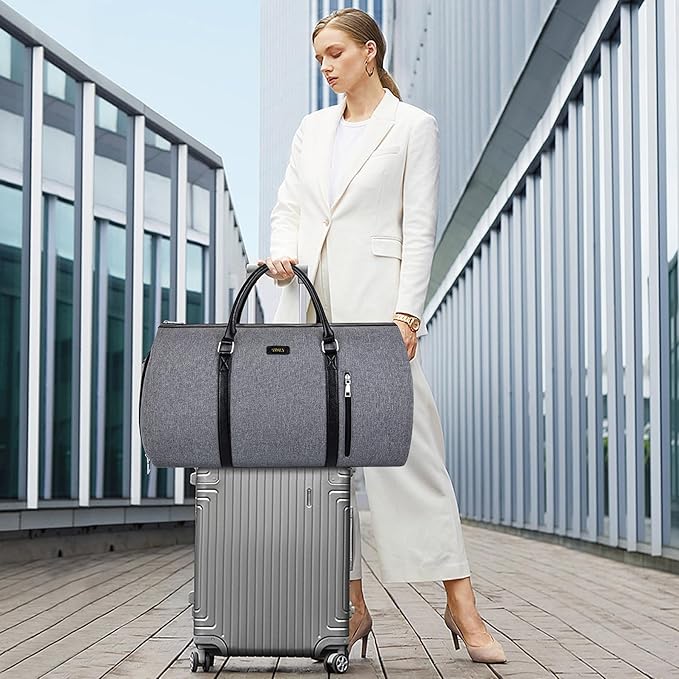 Convertible 2-in-1 Garment Bags for Travel, 50L Carry On Garment Duffle Bag With Shoe Compartment Large Weekender Bag for Women Men Hanging Suitcase Suit Travel Duffel Overnight Bags