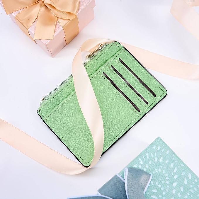 Tipmile Credit Card Holder for Women Slim Minimalist Front Pocket RFID Blocking Wallet Small Compact Card Case with ID Window, Grass Green