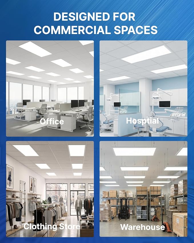 48 Pack 2x4 LED Flat Panel Light, Backlit T-Grid Drop Ceiling Light, 30/35/45W Selectable, 3300/3850/4950LM, 3500K/4000K/5000K 3CCT, 0-10V Dimmable, 120-277V, ETL DLC Listed, Damp Rated