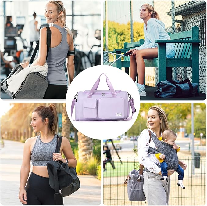 FIORETTO Women's Gym Duffle Bag with Shoes Compartment, 30L Capacity, Ideal for Travel, Gym, Sports, Duffel, Weekender