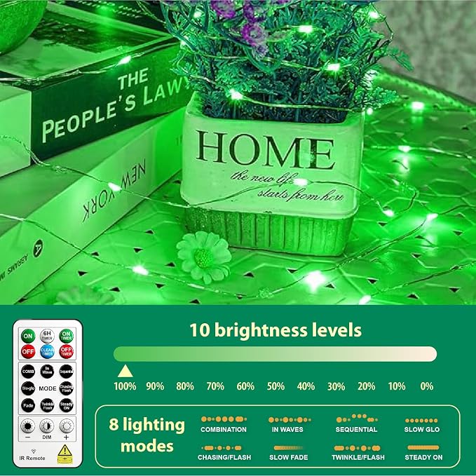 HXWEIYE 6 Pack Rechargeable Fairy Lights with Remote, 7ft 20LED | Battery Operated, 8 Modes & DIY Timer, Mini Twinkle String Light for Mason Jar Wedding Table Wreath Christmas,Green