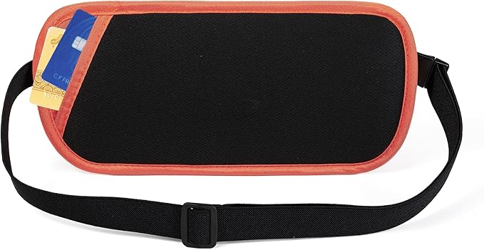 RFID Blocking Money Belt - Passport Holder & Travel Wallet, Slim Hidden Fanny Packs for Women Men - Orange