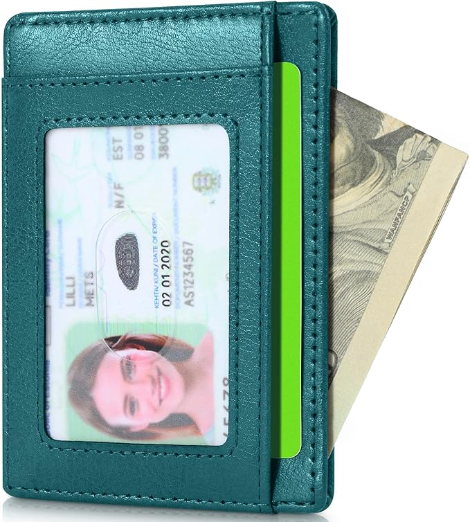 Travelambo Slim Wallet Front Pocket Minimalist Leather RFID Blocking Medium Size