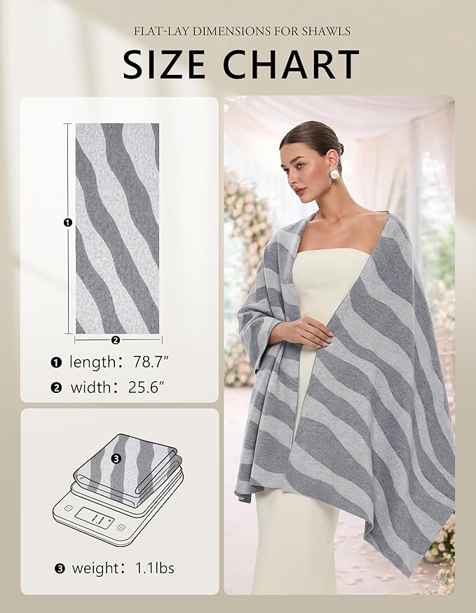 PULI Women's Pashmina Shawl Wraps for Evening Dress Large Scarf Blanket Long Wedding Bridal Winter Warm Shoulder Wrap