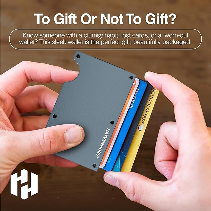 Hayvenhurst Wallet For Men - Reinvented Design Men's Wallet - Slim, Minimalistic & Seamless, Blocks RFID Scanners with a Money Clip (Grey)