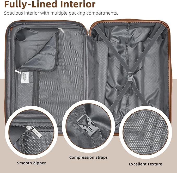 LARVENDER Luggage Sets 3 Piece Expandable Carry on Luggage 22x14x9 Airline Approved Hardshell Suitcase with Wheels TSA Lock, Lightweight Suitcase Set for Women with Travel Backpack, Black