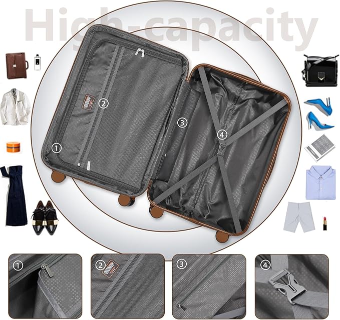 Navy Blue 6 Piece Luggage Set Hard Shell - Expandable Suitcases with Spinner Wheels and Duffel Bags for Family Travel, Durable Carry On Luggage Sets with Lock for Women and Men