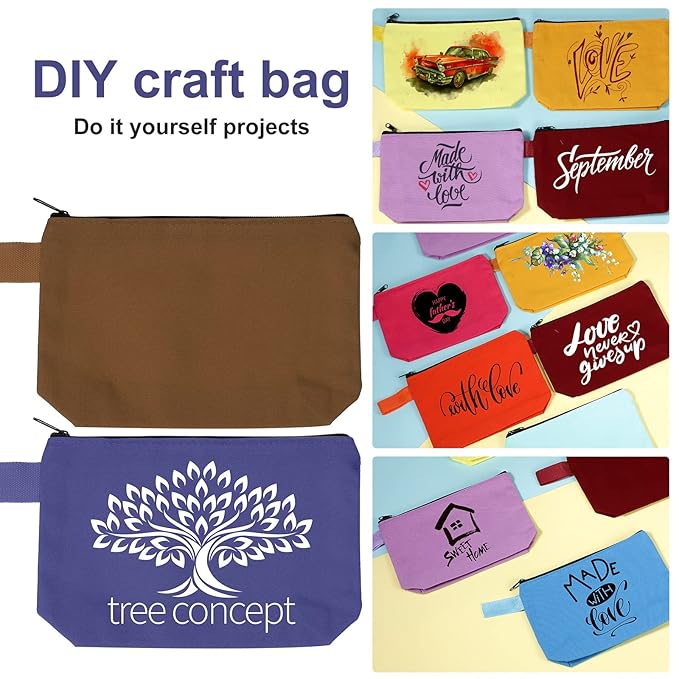 Saintrygo 30 Pcs Canvas Makeup Bags Bulk for Women Cosmetic Bags Small Travel Canvas Zipper Pouch Blank DIY Multipurpose Toiletry Hygiene Pouch for Women Purse Pencil Case(Classic,7.5 x 5 x 1.8 Inch)