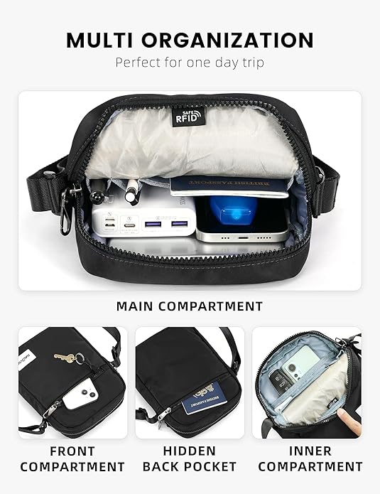 HALOVIE Small RFID Anti Theft Crossbody Bag Lightweight Sling Cross Body Bag Purse for Women Men for Travel Daily