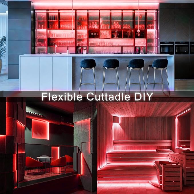 Red COB 30Ft LED Strip Lights 24V Dimmable High CRI95+ Ultra Bright Flexible LED Tape Lights LED Lights Strip Rope Lights for Romantic Wedding Anniversary Home Bedroom Indoor Decorative Lighting