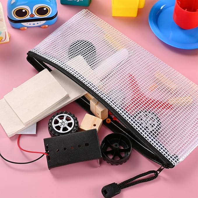 12Pcs Mesh Zipper Pouch,9x4.4 Inches Durable Pouches,Organizing Storage with Zipper for Bill,File and Travel,Multi-Purpose Stationery Pouch