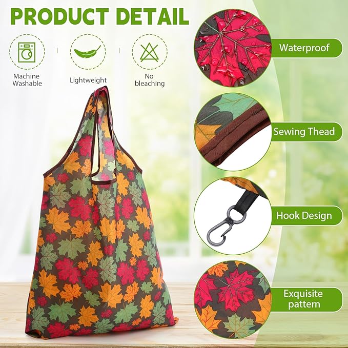 Paterr 24 Pcs Foldable Reusable Shopping Bag Recycle Travel Grocery Bag Fold to Pocket Tote Bulk for Daily Supplies Load