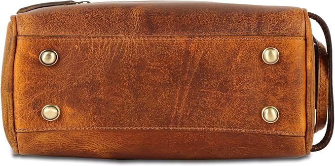 KomalC Travel Toiletry Bag – Premium Leather Dopp Kit for Men & Women with Water-Resistant Lining & Spacious Zippered Organizer