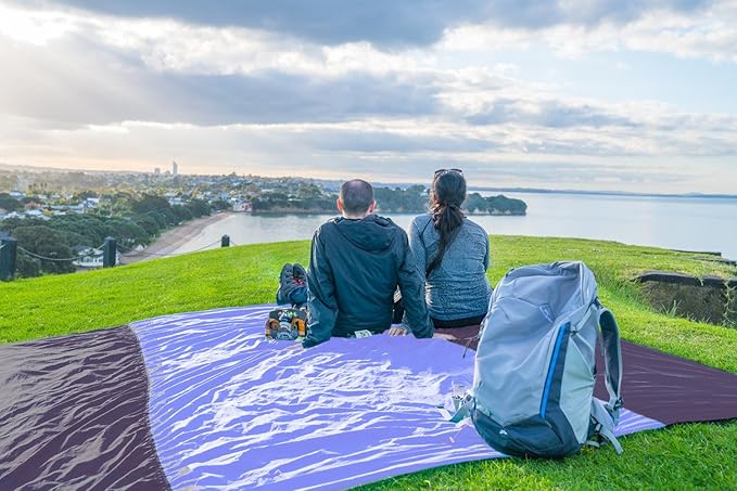 WEKAPO Beach Blanket Sandproof Waterproof, Extra Large Beach Mat, Oversized & Compact Sand Free, Quick Drying Beach Essentials for Vacation, Cruise, Picnic & Camping with Stakes