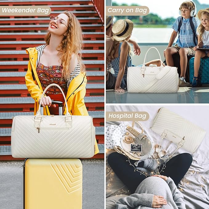LOVEVOOK Travel Duffle Bag, Weekender Bag for Women with Toiletry Bag, Carry on Overnight Bag with Shoe Compartment, Gym Duffel Bag with Wet Pocket, Mommy Hospital Bags for Labor and Delivery