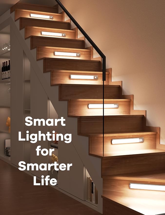 Joyzy 3 Pack Motion Sensor Cabinet Light Closet Lighting Led Rechargeable | Magnetic Dimmable Wireless Stove Sink Lights