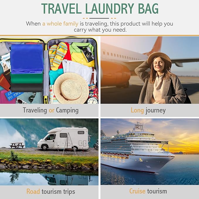 Extra Large Laundry Bag With Handles, Heavy Duty, Travel Laundry Bag for Dirty Clothes, 28" x 40" (Green)