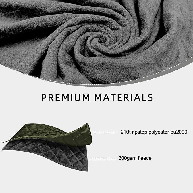 Large Waterproof Outdoor Camping Blanket, 80 x 58 inch Fleece Picnic Blankets Windproof Travel Stadium Blanket for Beaches Pets Car Camp Picnic Mat for Both Cold & Warm Weather