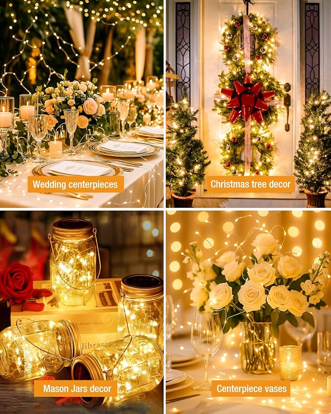btfarm 3 Pack Fairy Lights Battery Operated, 7FT 20 LED Mini String Lights Waterproof Silver Wire for Mason Jars Centerpiece Table Crafts Bedroom Christmas Decoration, Warm White