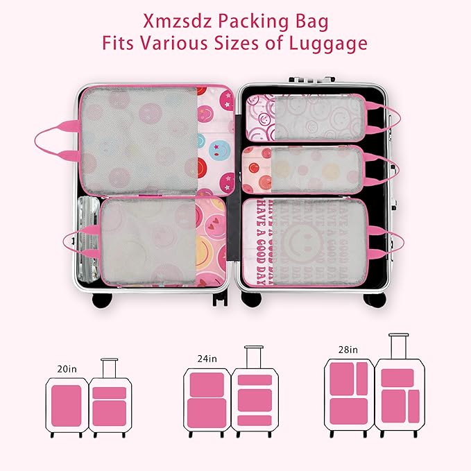 7 Pcs Compression Packing Cubes for Travel Luggage, Lightweight Suitcase Organizer Bags Set, Compression Packaging Cube for Travel Essentials, Packing Cubes for Carry on Suitcase