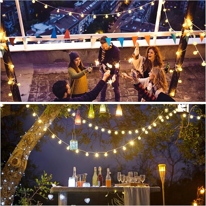 100ft Warm White Globe String Lights Indoor Outdoor Waterproof with Remote | 200 LED Christmas fairy Lights Plug in, Connectable Hanging Lights for Bedroom Classroom Patio Valentines Day Decorations