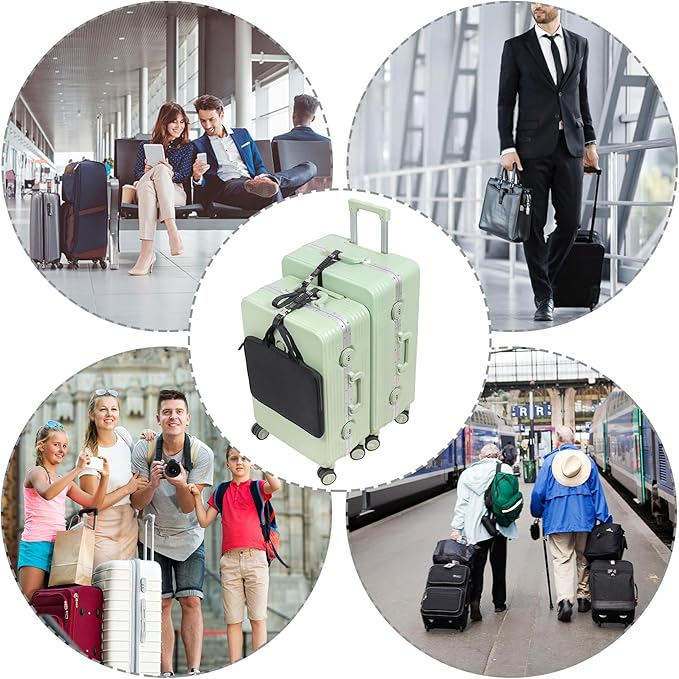 Luggage Straps, Stretchable Luggage Connector Straps for Suitcases, Metal Buckle Add A Bag Adjustable Attachment Accessories Belts (Black-Metal Buckle, 0.75" W)