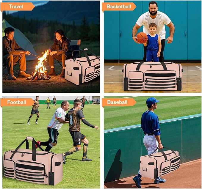 Goloni 130L Heavy Duty Large Duffle Equipment Bag,Catchers Gear Bag with Shoe Compartment,Baseball Duffle Bag